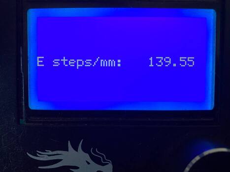 image that show how to setup extruder steps/mm on 3d printer configuration menu